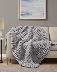 Chenille Chunky Knit Throw Grey by   