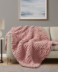 Chenille Chunky Knit Throw Blush by   