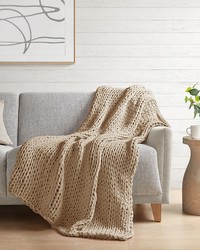 Chunky Double Knit Handmade Throw Tan by   