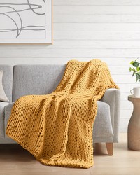 Chunky Double Knit Handmade Throw Yellow by   