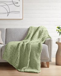 Chunky Double Knit Handmade Throw Sage Green by   