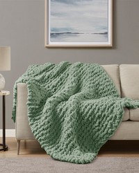 Chenille Chunky Knit Throw Sage Green by   