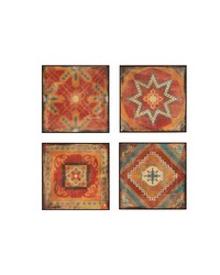 Moroccan Tile 4piece Framed Art Set Red by   