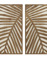 Birch Palms Twotone 2piece Wood Panel Wall Decor Set Dark Brown by   