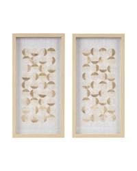 Aurelian Emblem Natural Capiz with Gold Foil 2piece Shadowbox Wall Decor Set Natural Gold by   