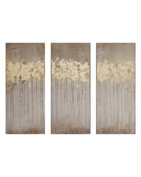 Sandy Forest Gold Foil Abstract 3piece Canvas Wall Art Set Taupe by   