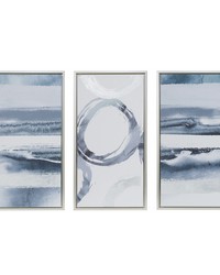 Grey Surrounding Silver Foil Abstract 3piece Framed Canvas Wall Art Set Grey by   