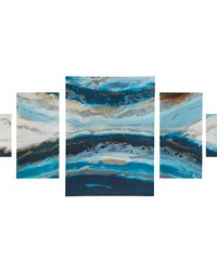 Midnight Tide Blue Abstract 5piece Canvas Wall Art Set Blue by   