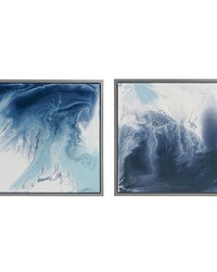 Blue Lagoon 2 Abstract 2piece Framed Canvas Wall Art Set Blue by   