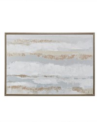 Strato Gold Foil and Hand Embellished Abstract Framed Canvas Wall Art Natural by   