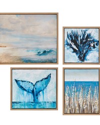 Seascape 4piece Framed Canvas Wall Art Set Blue by   