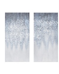 Winter Glaze Heavily Embellished 2piece Canvas Wall Art Set Blue White by   