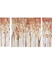 Autumn Forest Triptych 3piece Textured Canvas Wall Art Set Red by   