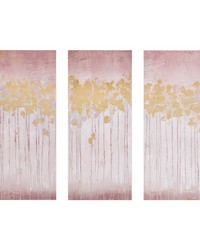 Twilight Forest Gold Foil Abstract 3piece Canvas Wall Art Set Blush by   