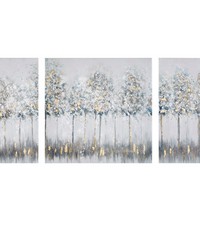 Blue Midst Forest Gold Foil Triptych 3piece Canvas Wall Art Set Blue Multi by   