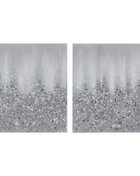 Silver Glimmer Heavily Embellished 2piece Canvas Wall Art Set Silver by   