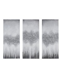 Grey Luminous Heavily Embellished 3piece Canvas Wall Art Set Grey by   