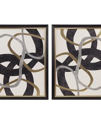 Moving Midas  Gold Foil Abstract 2piece Framed Canvas Wall Art Set Black by   