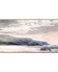 Moody Coast Hand Embellished Landscape Framed Canvas Wall Art Blue Pink by   