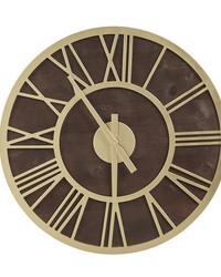 Mason 23.6in Wood Wall Clock Brown Gold by   