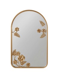 Adaline Arched Metal Floral Wall Mirror Gold by   