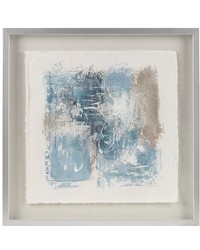 Ashlar Hand Painted Abstract Framed Glass and Matted Wall Art Blue by   