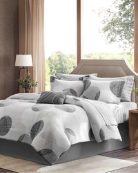 Knowles 7 Piece Comforter Set with Cotton Bed Sheets Grey Twin by   