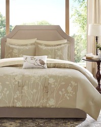 Vaughn 7 Piece Comforter Set with Cotton Bed Sheets Taupe Twin by   