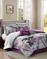 Claremont 7 Piece Comforter Set with Cotton Bed Sheets Purple Twin by   