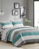 Olliix Jaxon Stripe Comforter Set with Bed Sheets Aqua/Grey