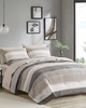 Olliix Jaxon Stripe Comforter Set with Bed Sheets Taupe/Grey