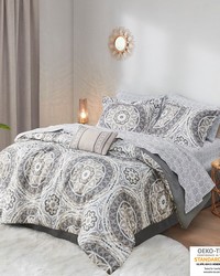 Serenity 7 Piece Comforter Set with Cotton Bed Sheets Taupe Twin by   