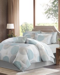 Knowles 7 Piece Comforter Set with Cotton Bed Sheets Aqua Twin by   