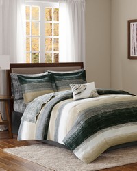 Saben 7 Piece Comforter Set with Cotton Bed Sheets Taupe Twin by   