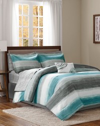 Saben 7 Piece Comforter Set with Cotton Bed Sheets Aqua Twin by   