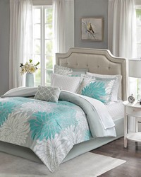 Maible 9 Piece Comforter Set with Cotton Bed Sheets Aqua Full by   