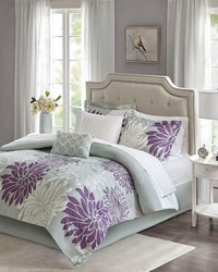 Maible 9 Piece Comforter Set with Cotton Bed Sheets Purple Queen by   