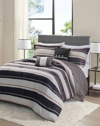 Dalton Comforter set with two decorative pillows Gray Charcoal Queen by   