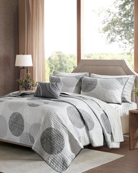 Knowles 8 Piece Quilt Set with Cotton Bed Sheets Grey Queen by   