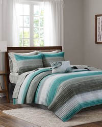 Saben 6 Piece Quilt Set with Cotton Bed Sheets Aqua Twin by   