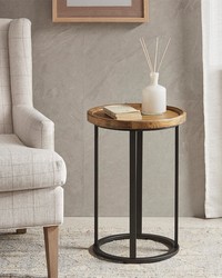 Irisa Round Accent Table Reclaimed Oak Iron by  Kasmir 