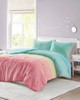 Olliix Primrose Ombre Shaggy Faux Fur Comforter Set Aqua Multi