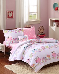 Wise Wendy Owl Comforter Set with Bed Sheets White Twin by   