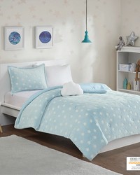 Quinny Glow In The Dark Plush Comforter Set Aqua Twin by   