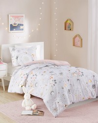 Celia Starry Sky Metallic Comforter Set with Throw Pillow Blush Gold Full Queen by   