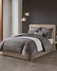 Hanae Cotton Blend Yarn Dyed 3 Piece Comforter Set Grey Full Queen by   