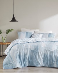 Brush Stroke 4 Piece Oversized Reversible Seersucker Comforter Set Blue King by   