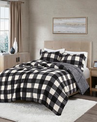 Brooks Print Sherpa Down Alternative Comforter Set Ivory Black King by   