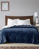 Olliix Ultra Soft Plush Reverses to Berber Heated Blanket Indigo