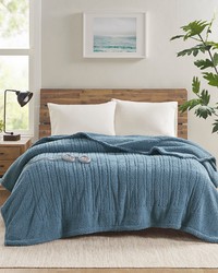 Sherpa Heated Blanket Blue Queen by   